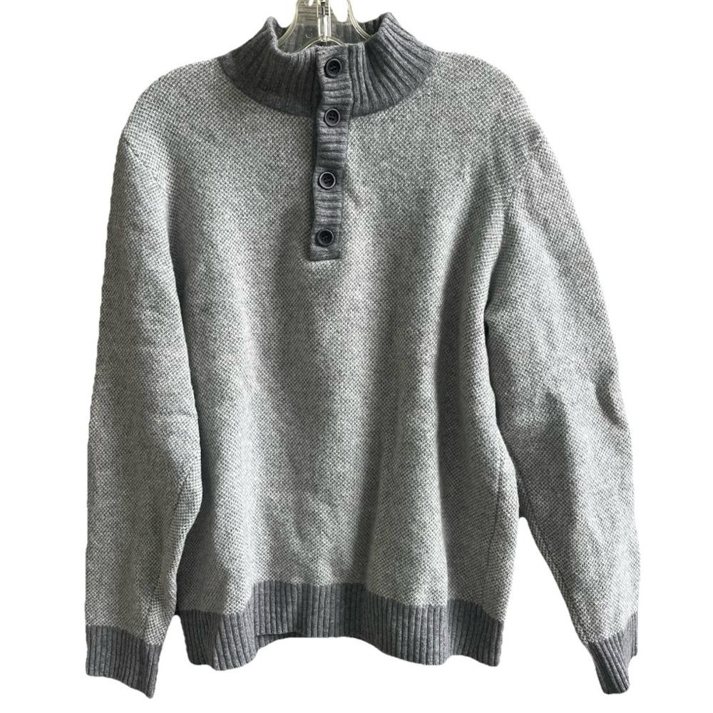 Luca Nobili Italy Men XL Pullover Button Sweater Gray Wool Blend 46" Chest Thick